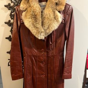 Vintage leather women’s trench coat